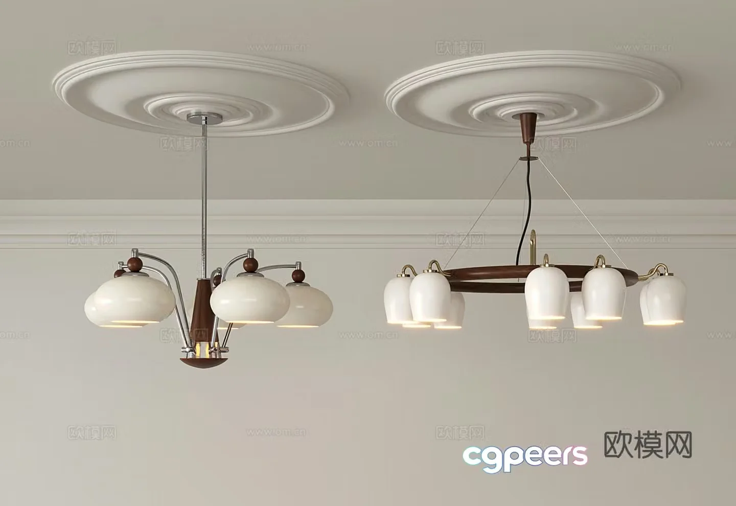 Middle-aged chandeliers spherical chandeliers living and dining chandeliers 3D model