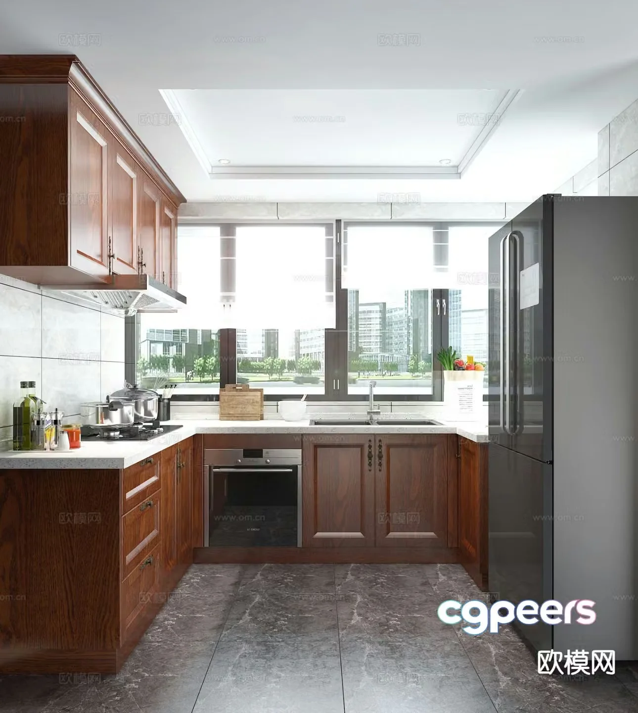 American kitchen cabinet 3d model