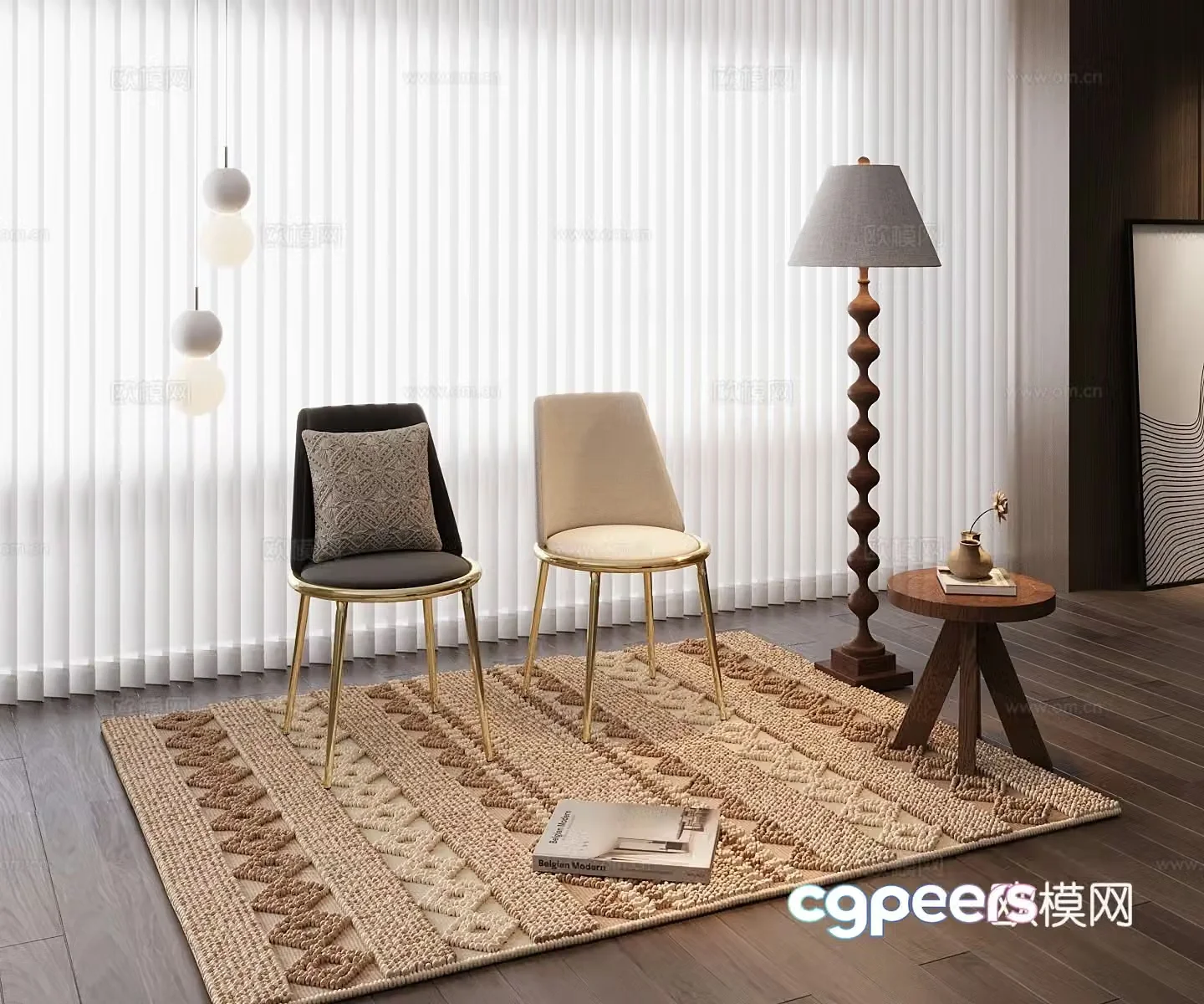 Light luxury single chair 3D model