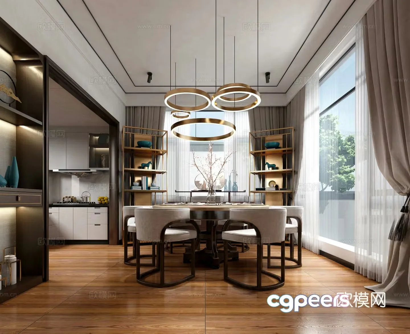 New Chinese style simple Chinese style villa house 3D model
