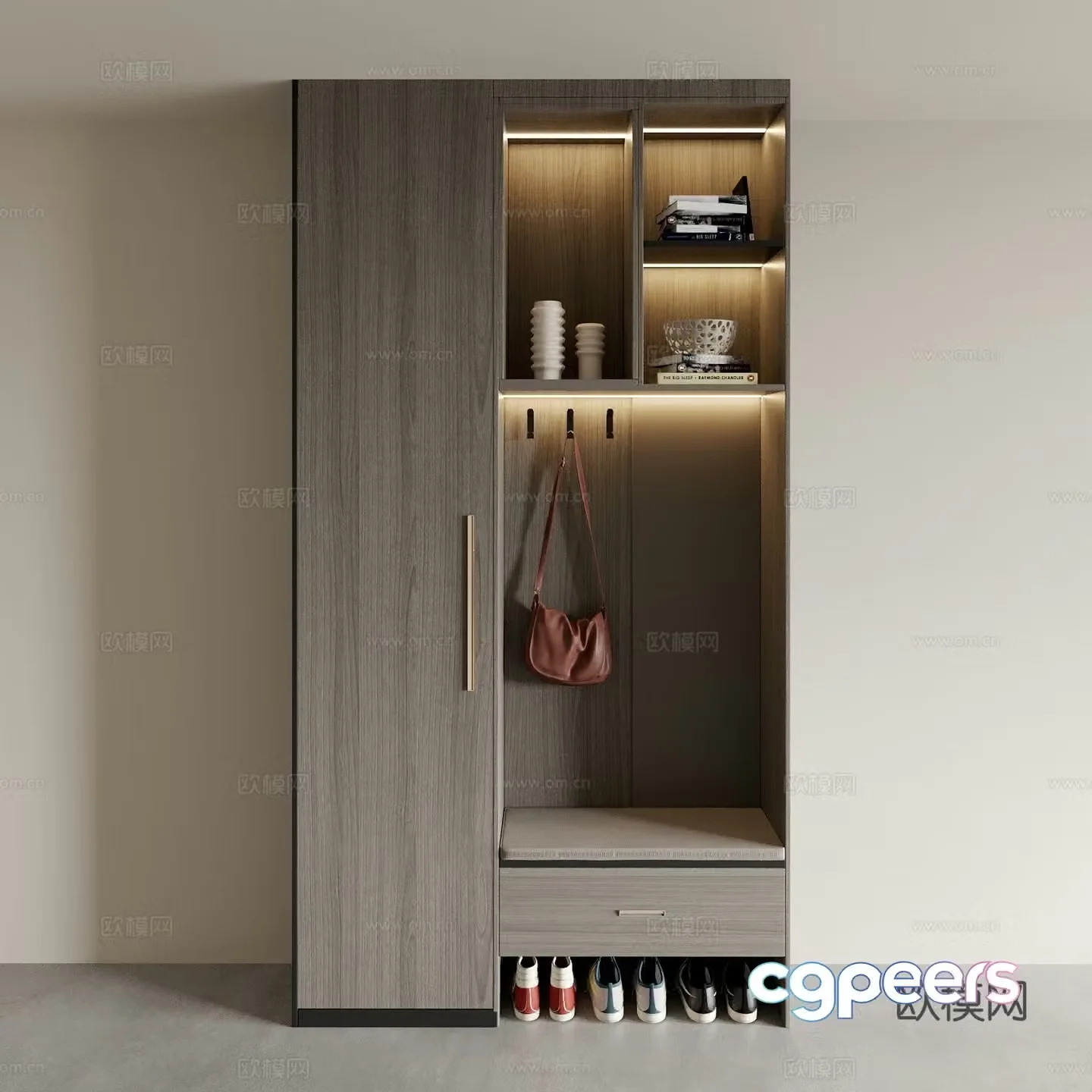 Modern porch shoe cabinet 3d model