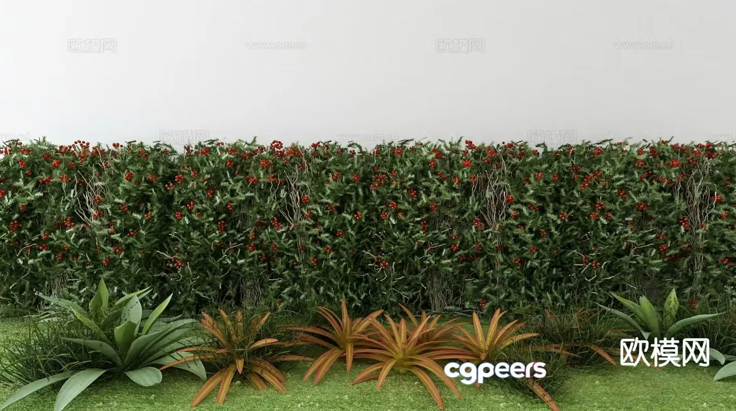 Modeling shrub hedge belt 3d model
