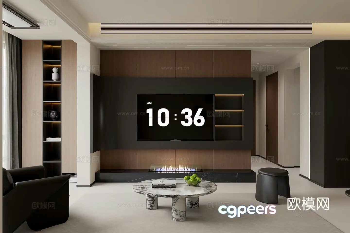 Modern living and dining room 3d model