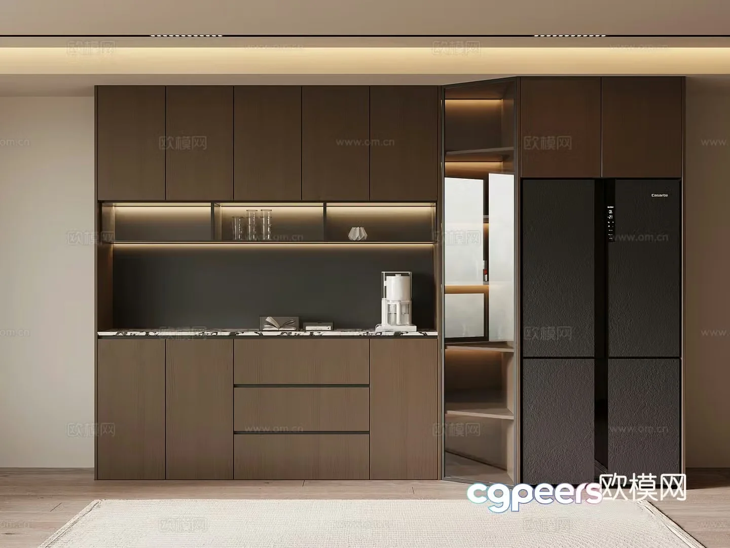 Italian minimalist wine cabinet sideboard 3D model