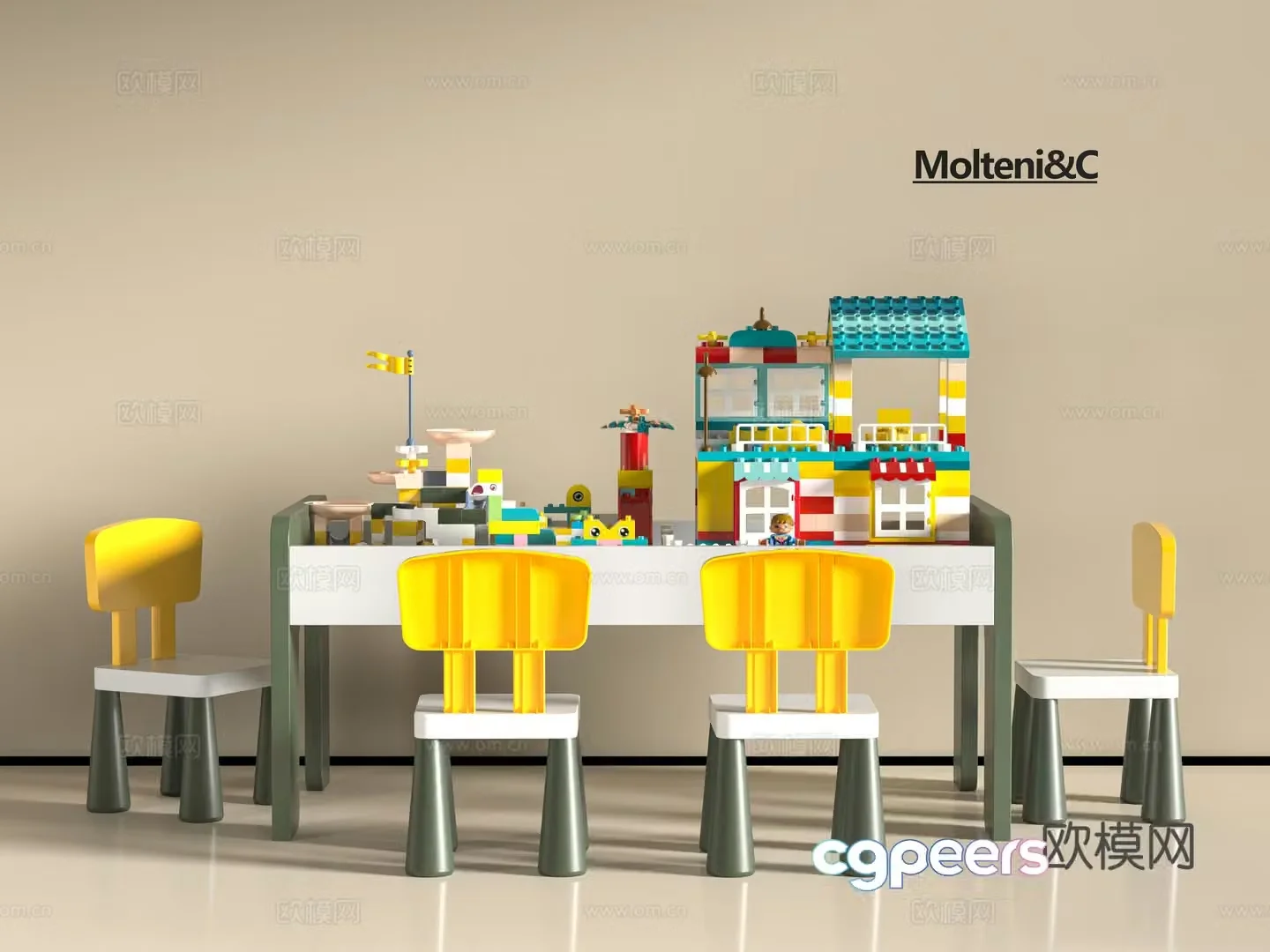 Modern children’s table and chair 3d model