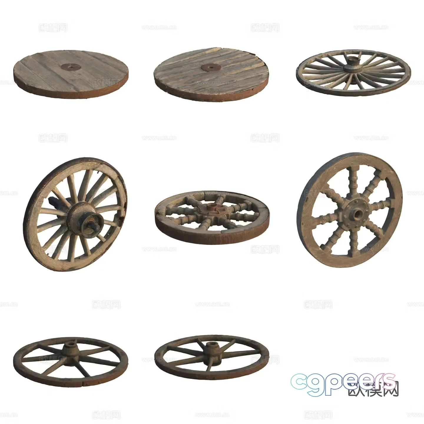Wooden wheel 3d model