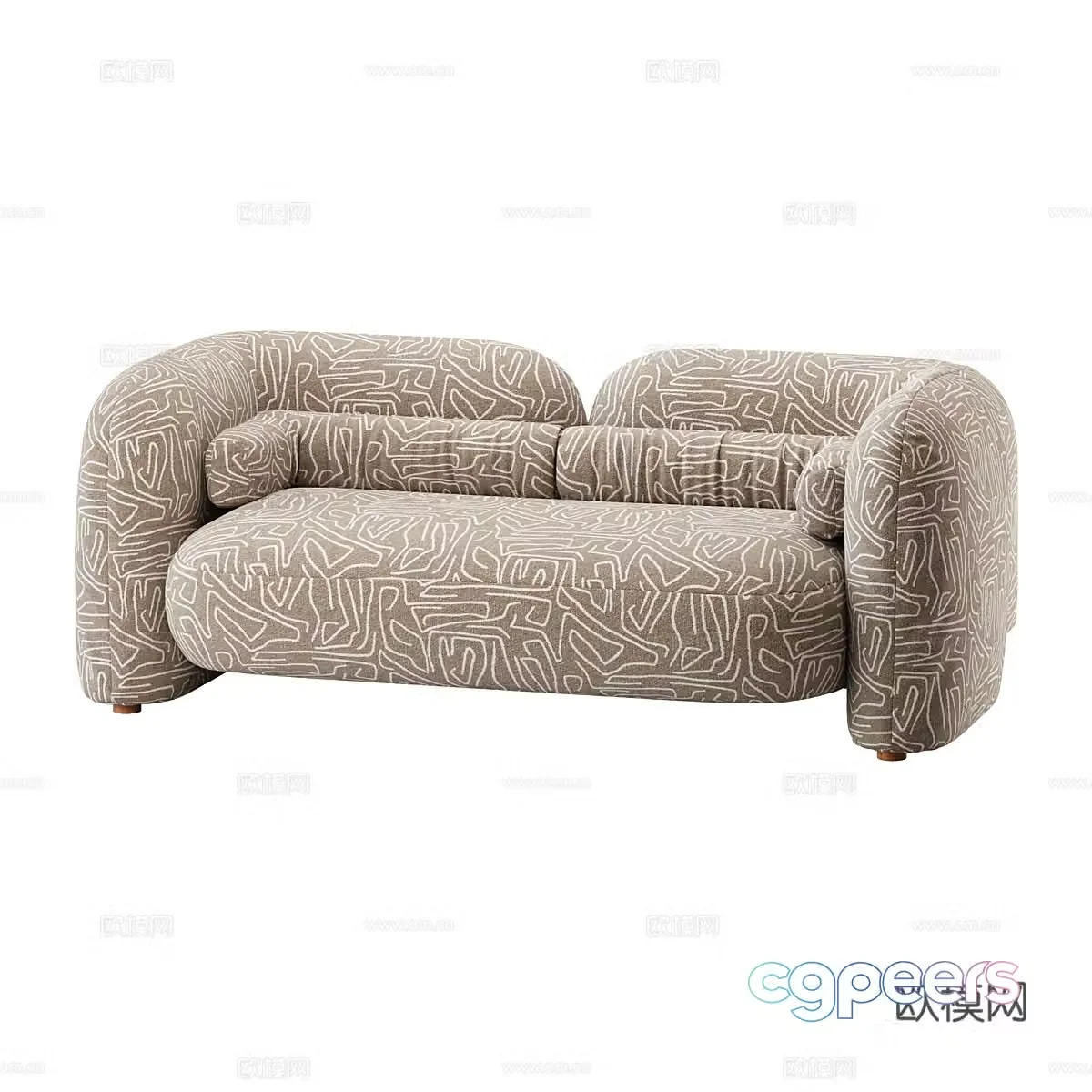 Double sofa upholstered sofa 3d model