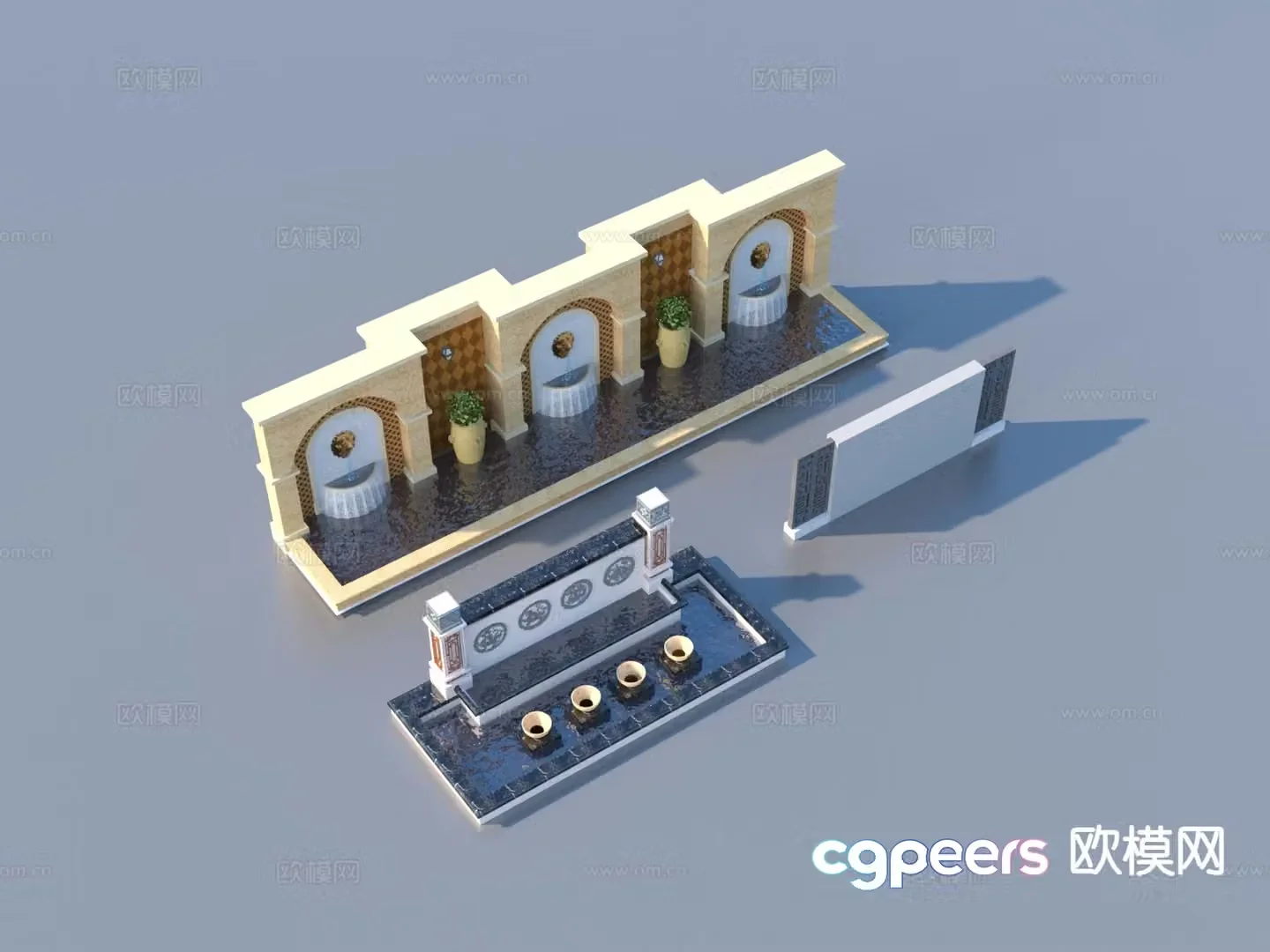 European style fence landscape wall courtyard wall 3d model