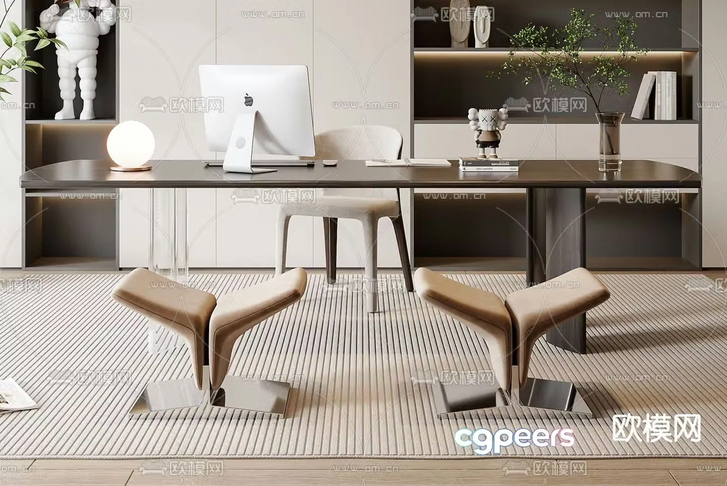 Modern desk computer desk learning desk 3d model
