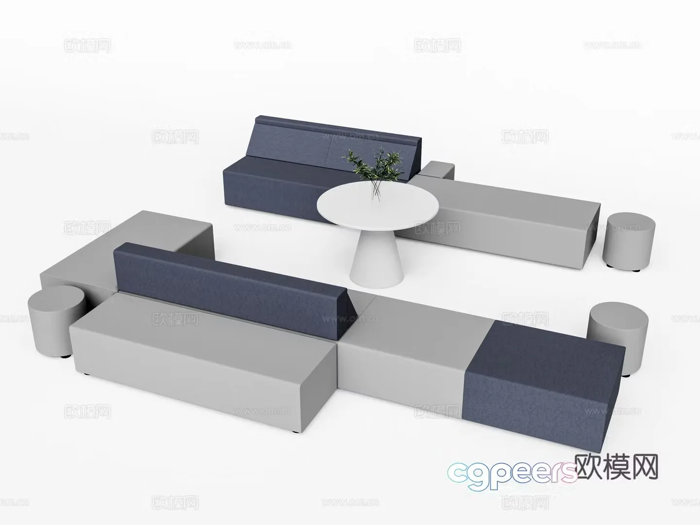 Modern office leisure sofa modular sofa 3d model