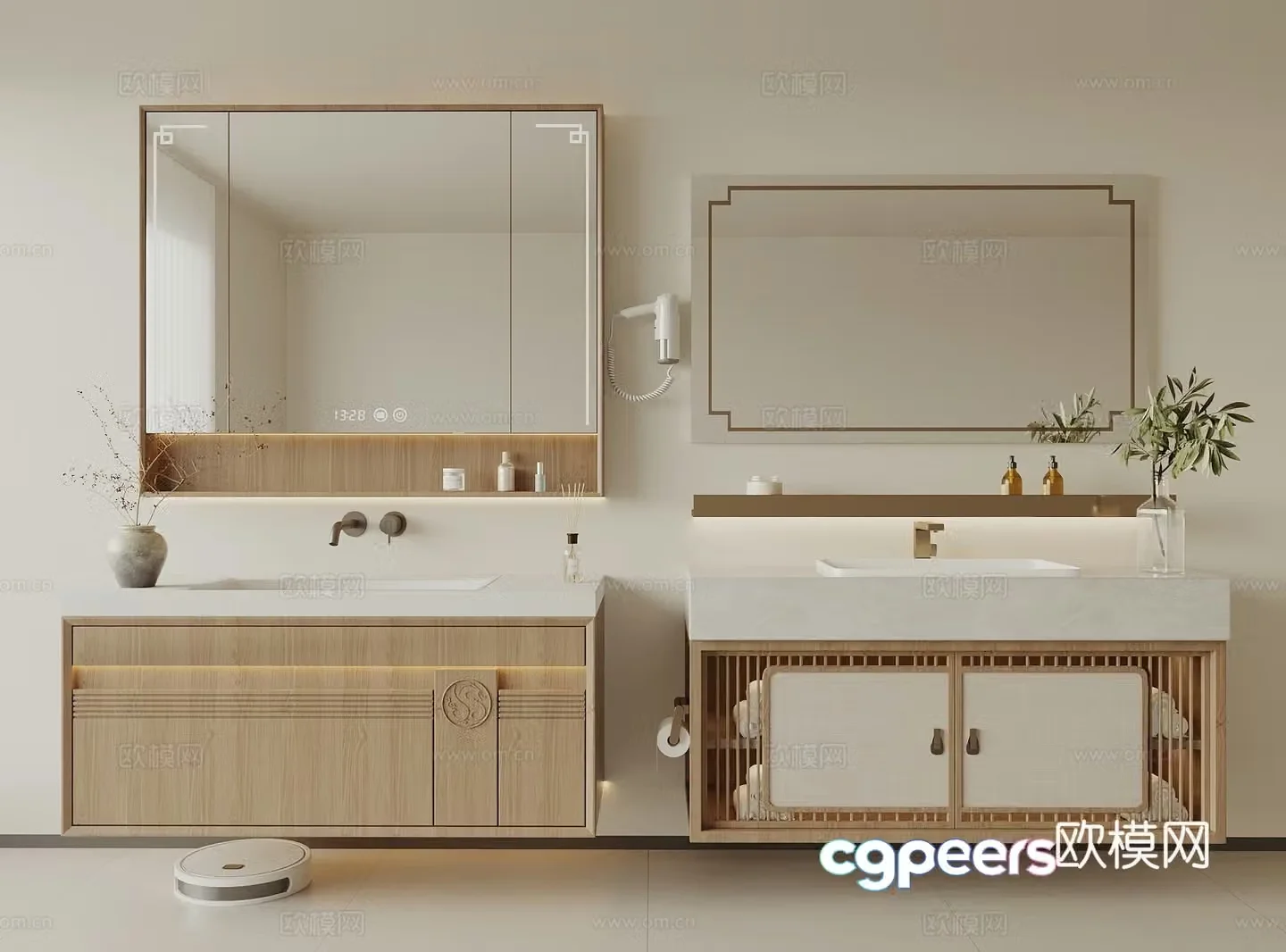 New Chinese style bathroom cabinet bathroom sink Song style bathroom cabinet 3D model