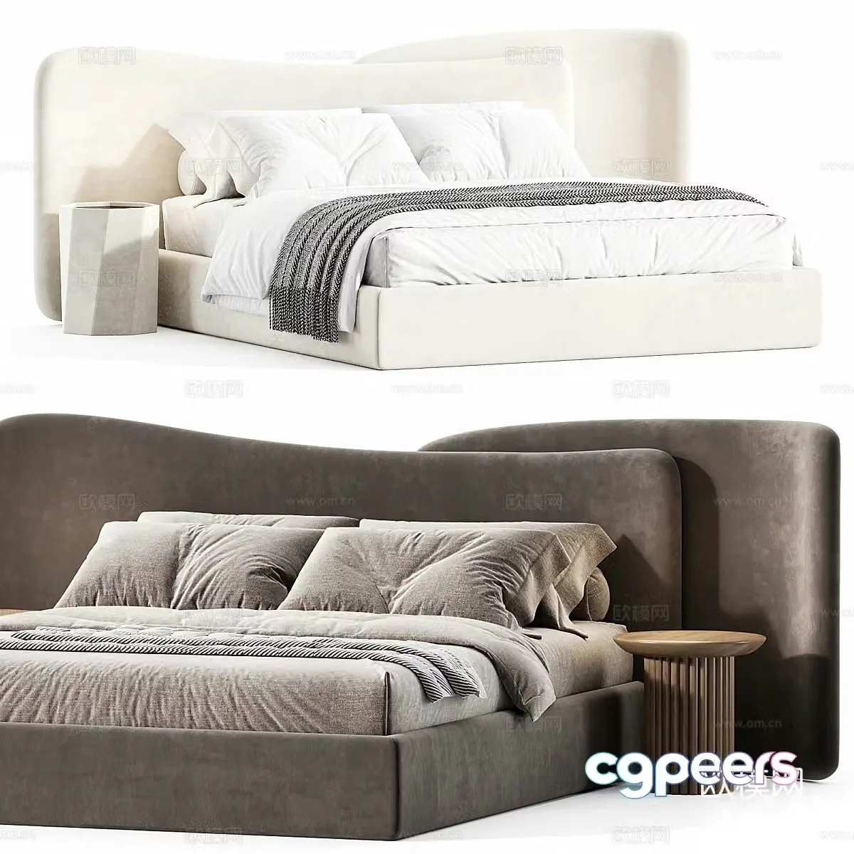 Modern Italian Gaspra fabric double bed 3D model