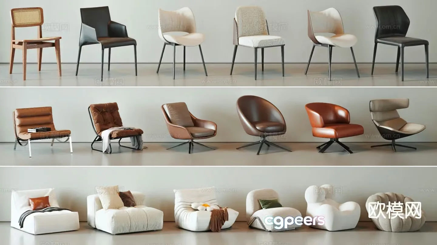 Modern lazy sofa leisure chair dining chair single chair 3d model