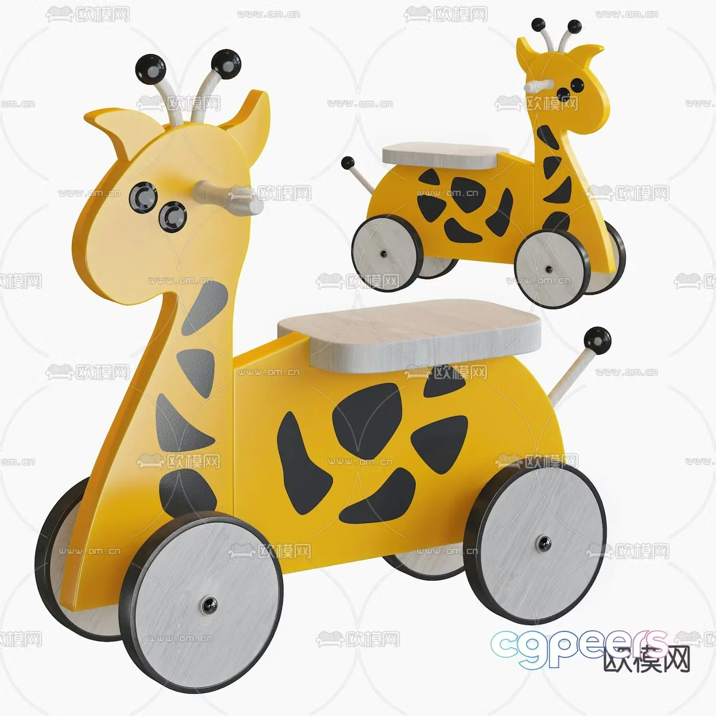 Modern giraffe children’s toy car 3d model