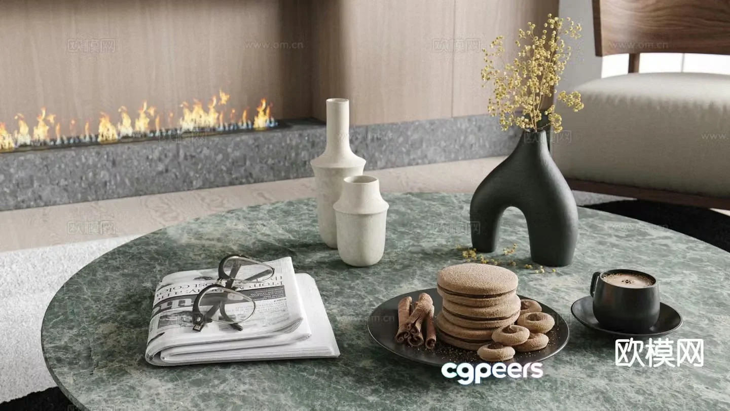 Modern coffee table ornaments 3d model