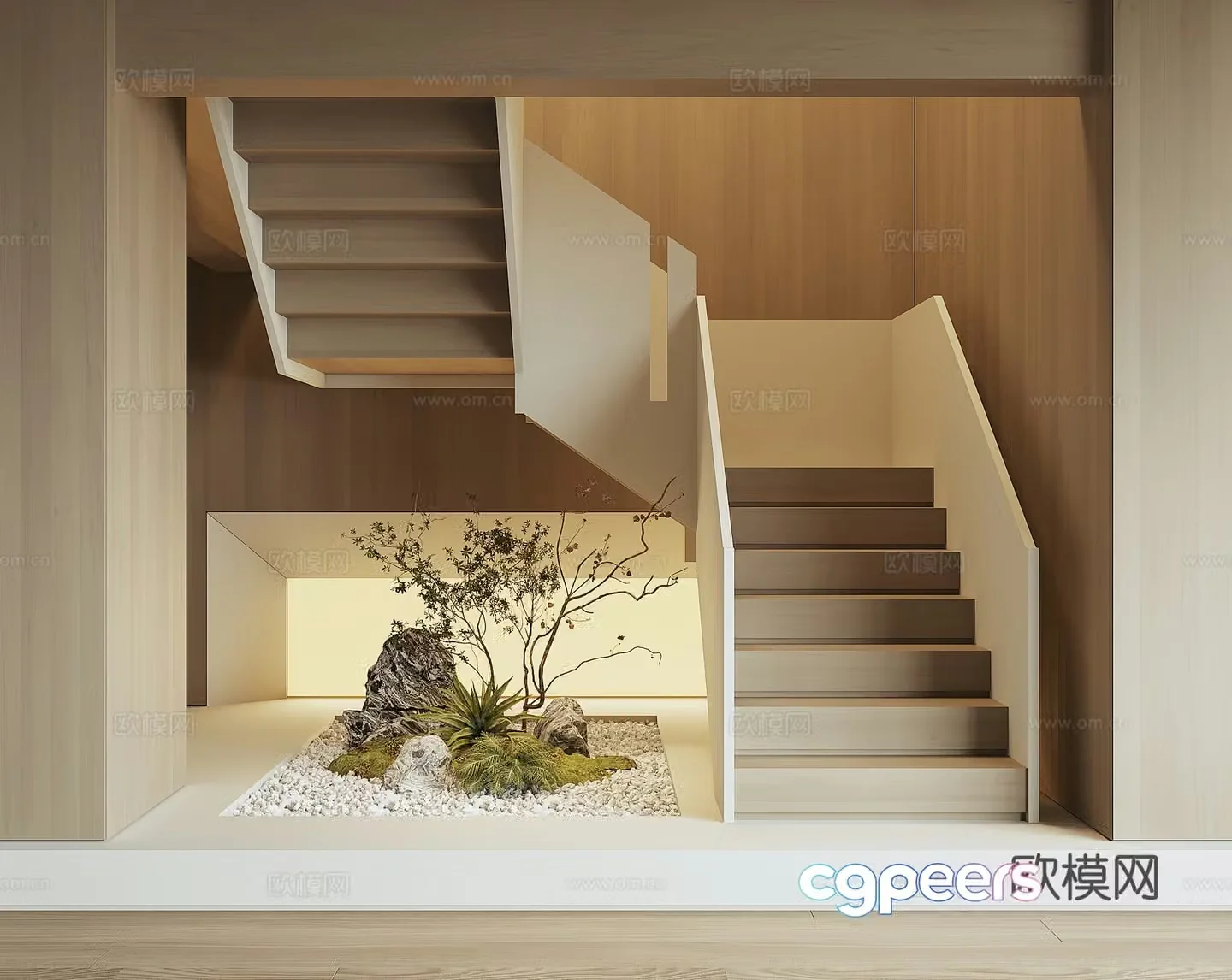 Modern home staircase 3d model