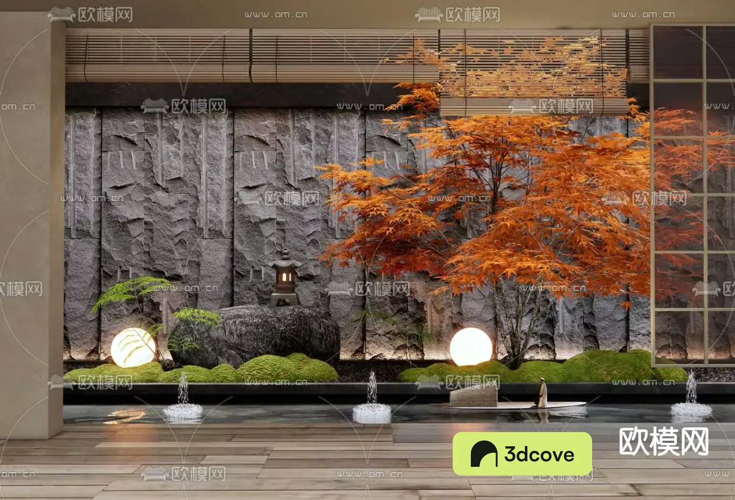 Indoor landscape maple landscaping fountain water
