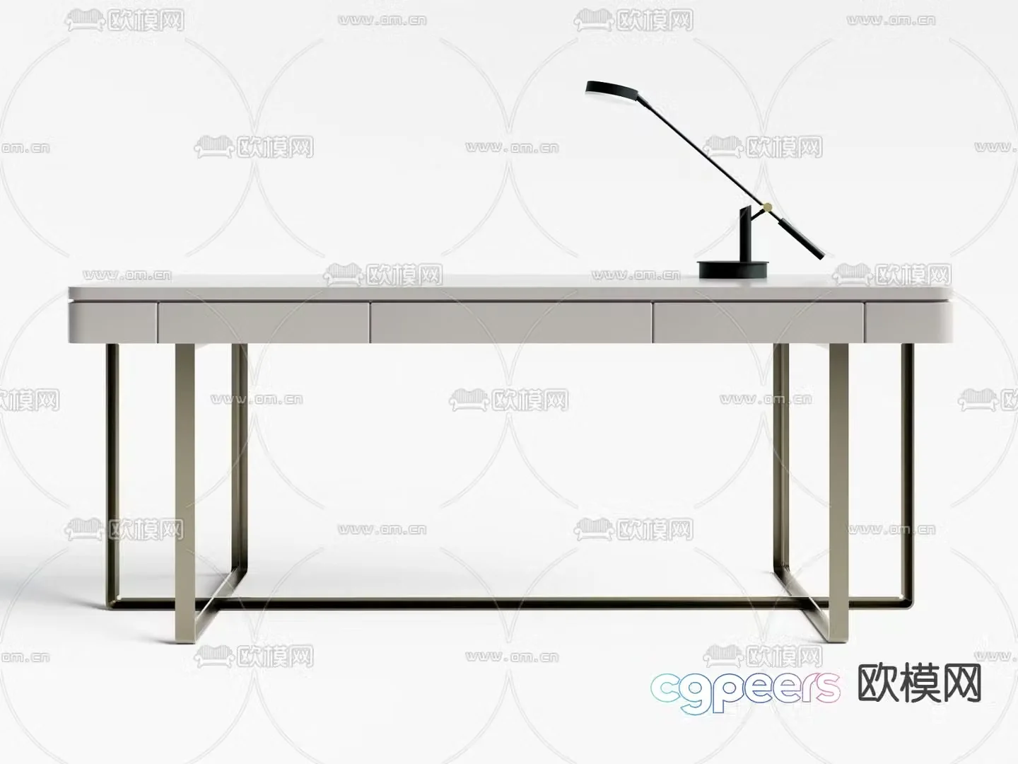 Modern desk long desk 3d model