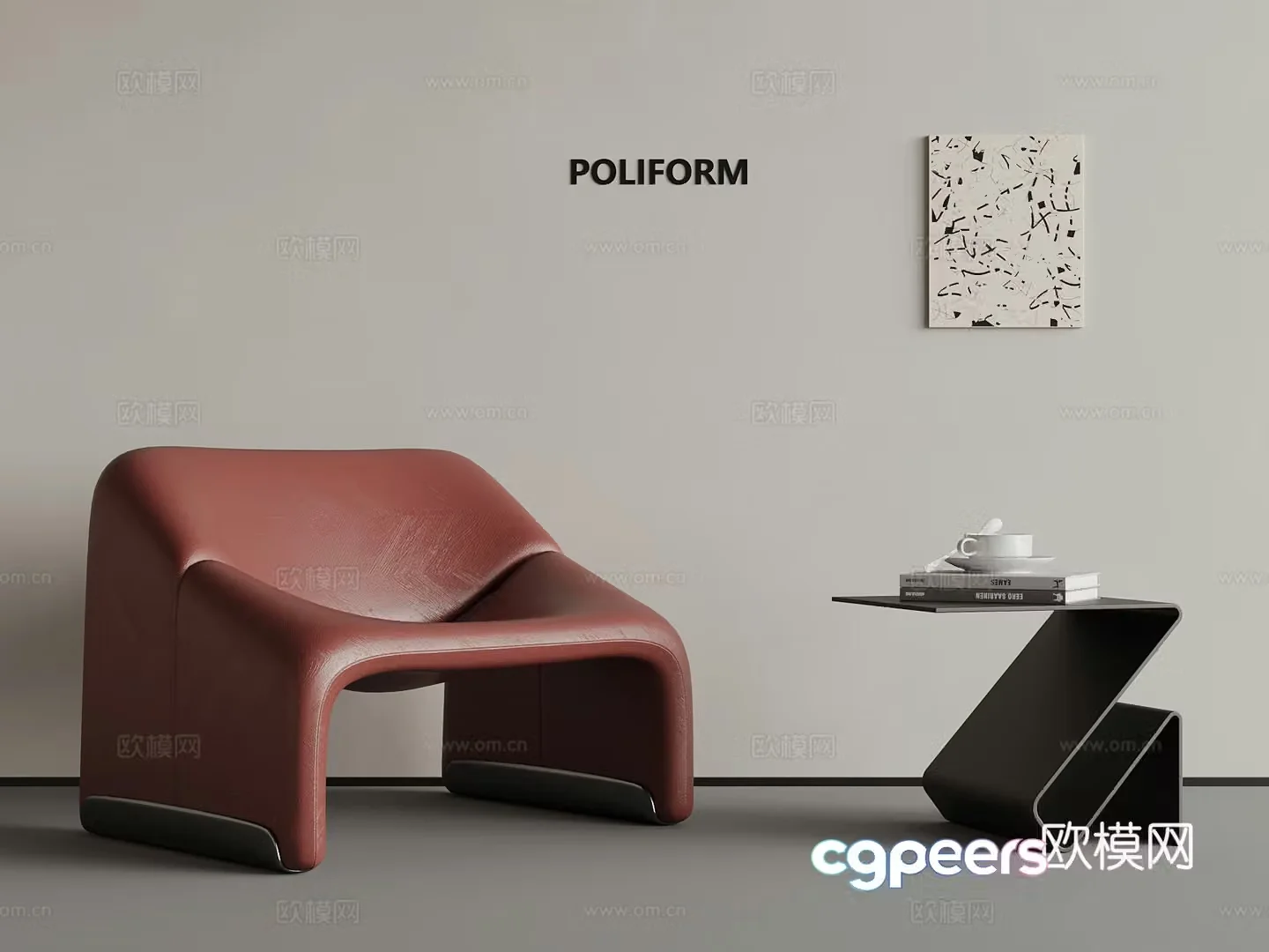 10 Italian leisure chairs side table 3D model