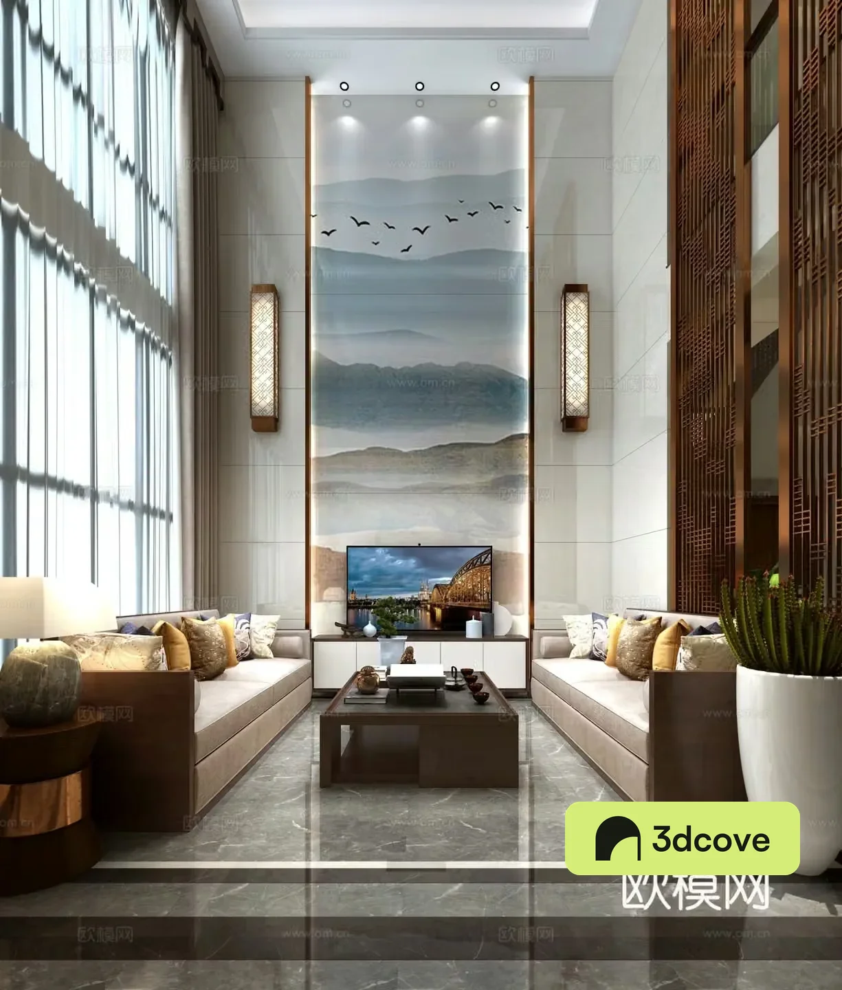 Villa living room villa hollow