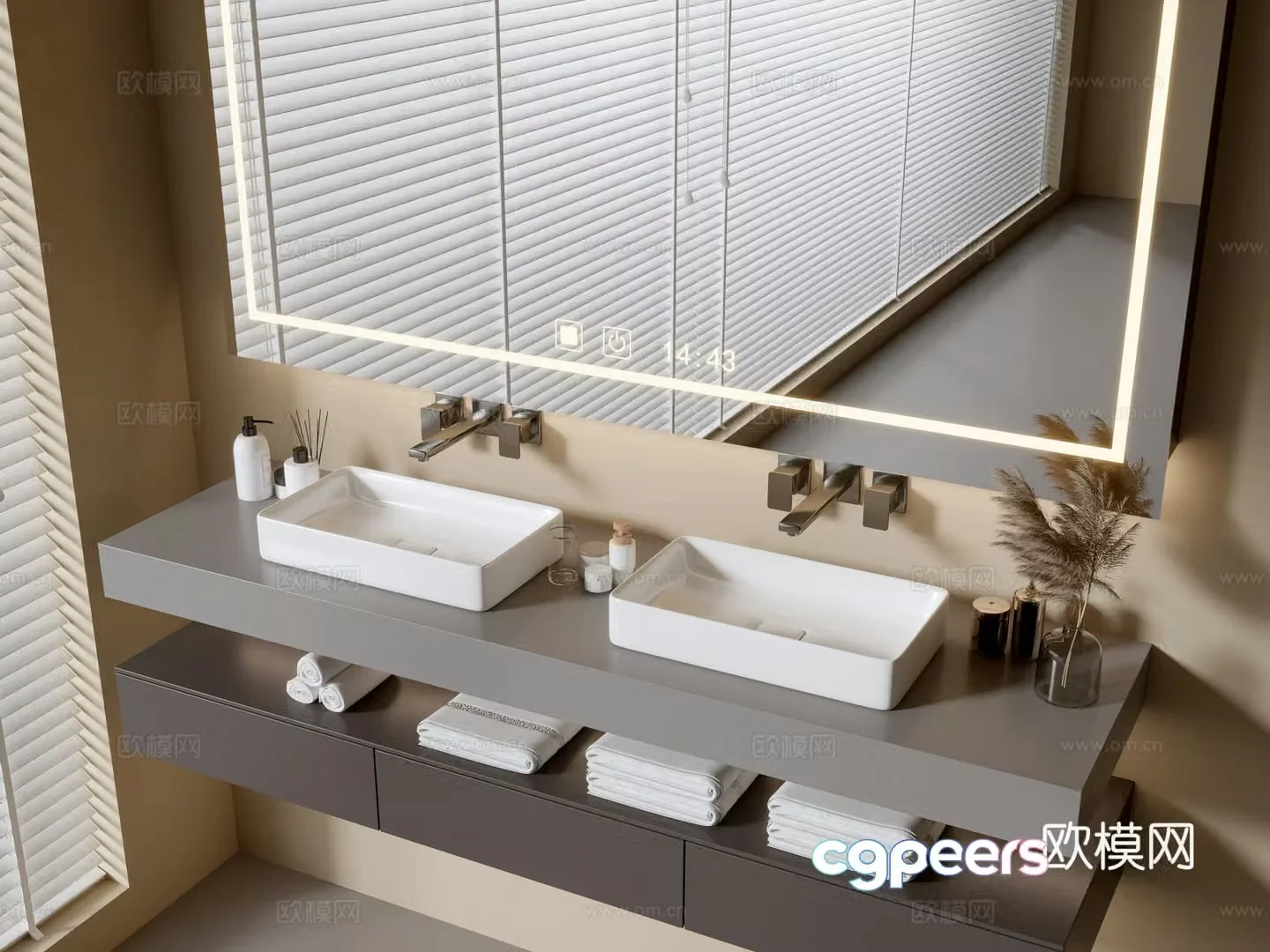 Modern bathroom cabinet bathroom basin bathroom ornaments mirror cabinet sink 3d model