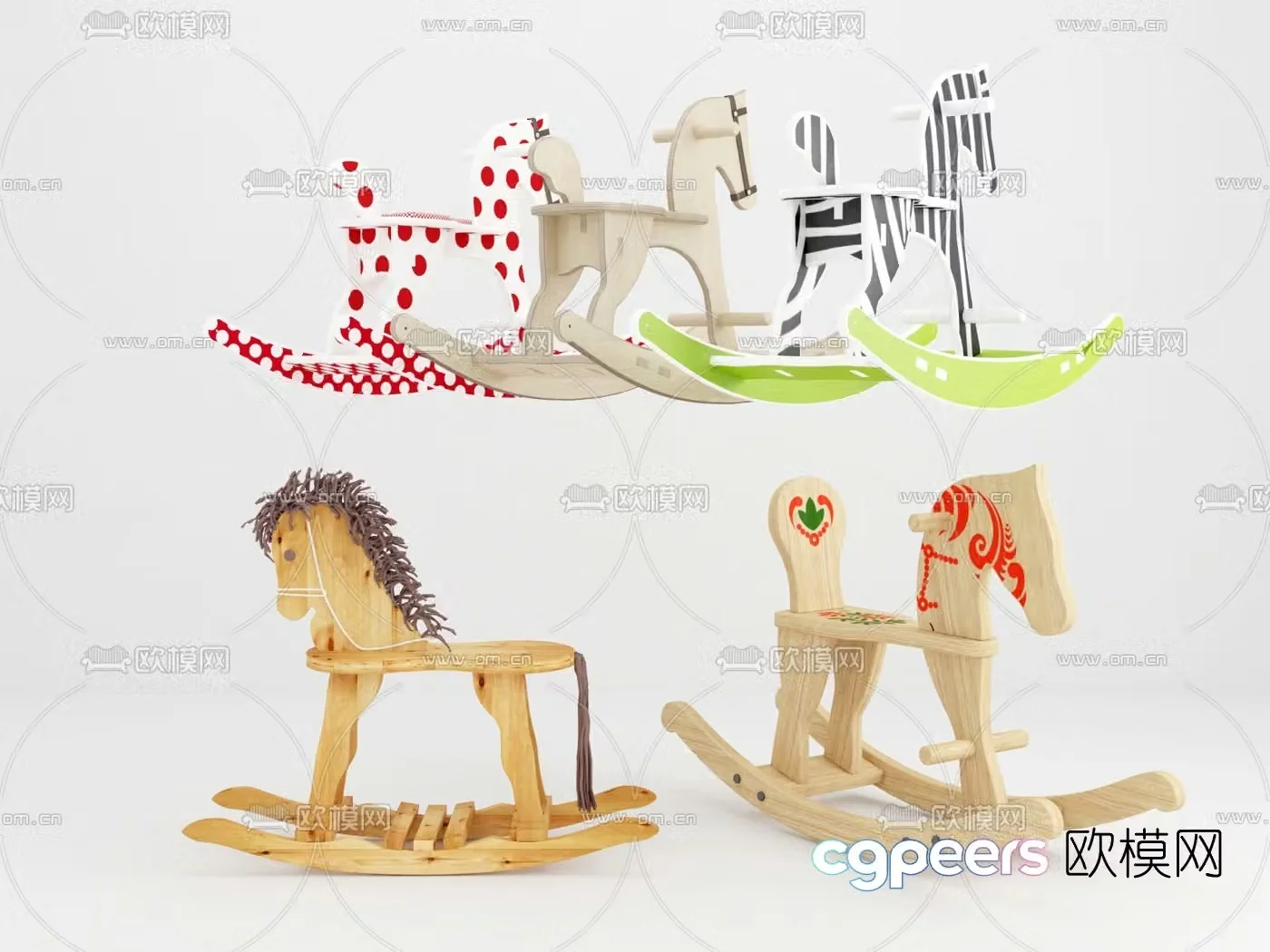 Modern children’s wooden carriage toy 3d model