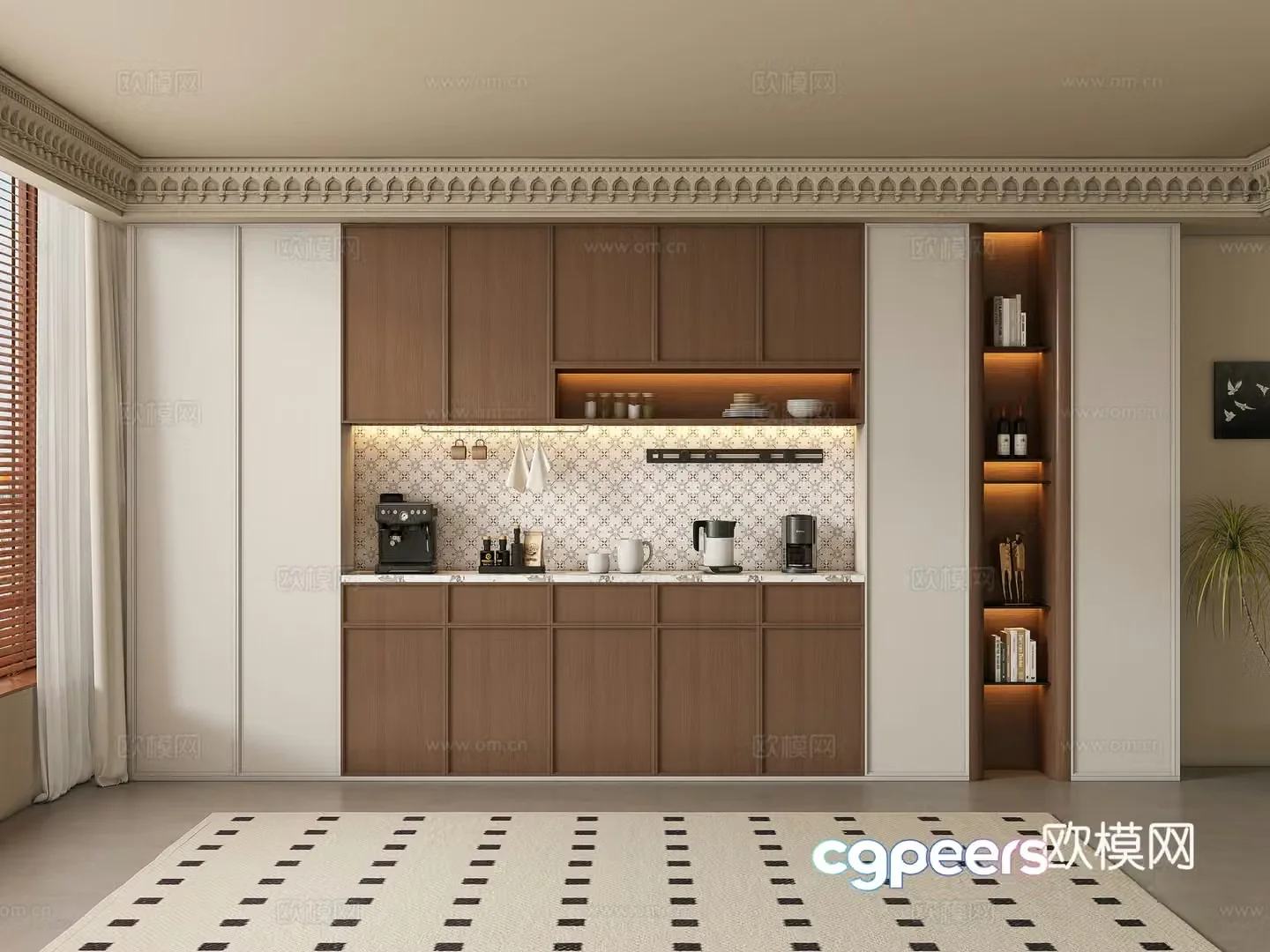 Middle-aged wine cabinet 3D model