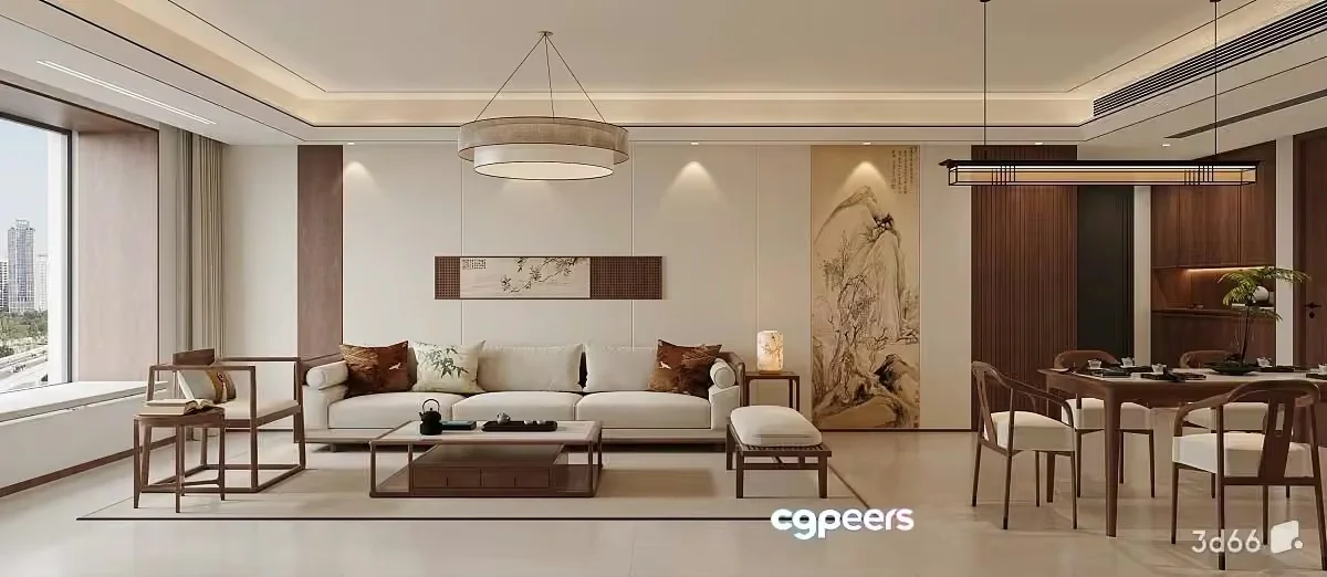 Modern Living Room 3D Model – 18606 – VRAY Render