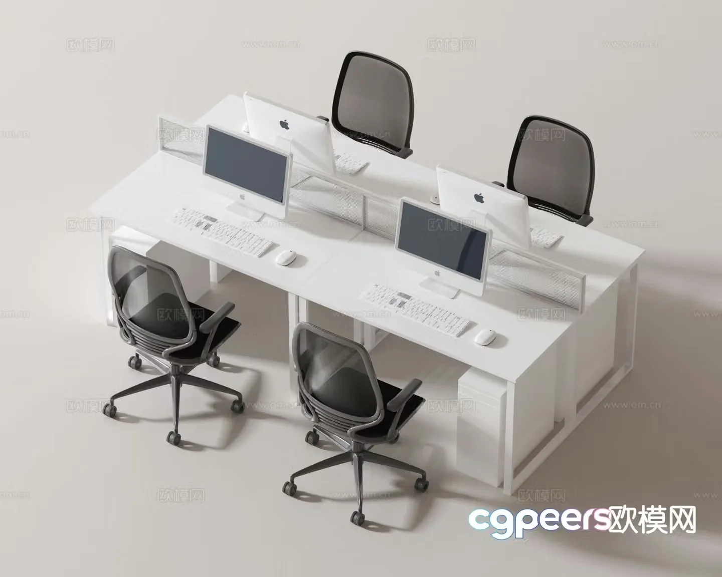 Card space desk work station post 3d model
