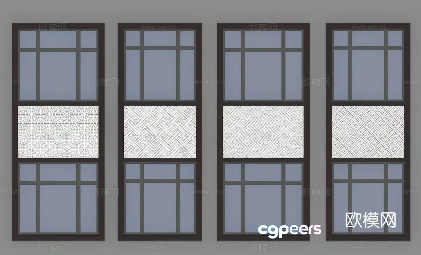 Window panel Chinese style flower panel Chinese style grille Relief 3D model