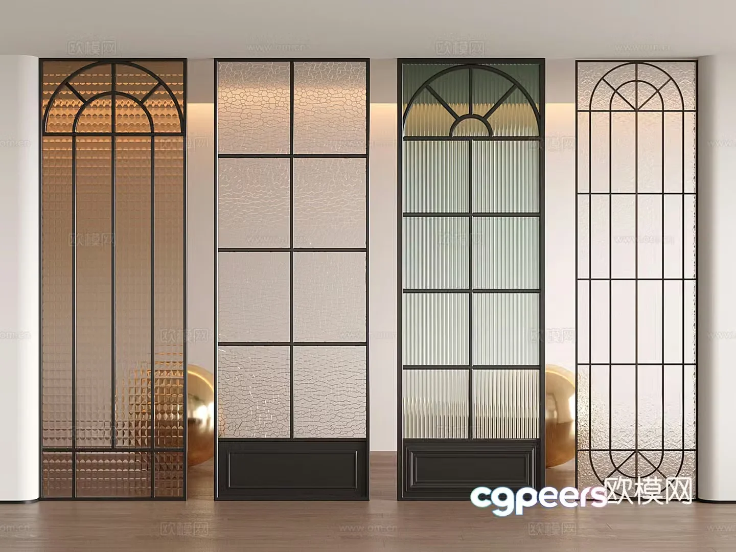 French iron partition glass partition porch partition screen partition 3d model