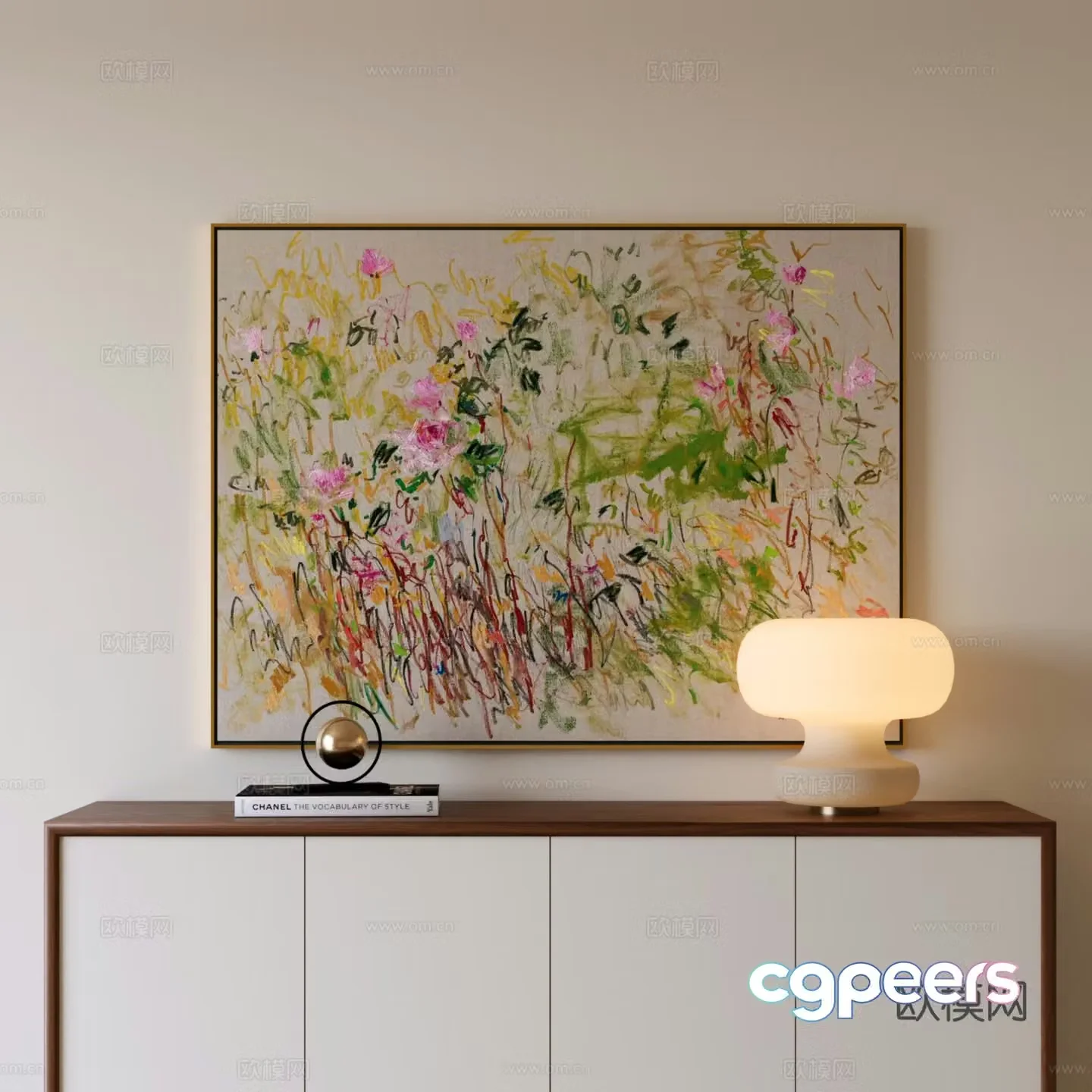 Simple floral decorative painting 3d model