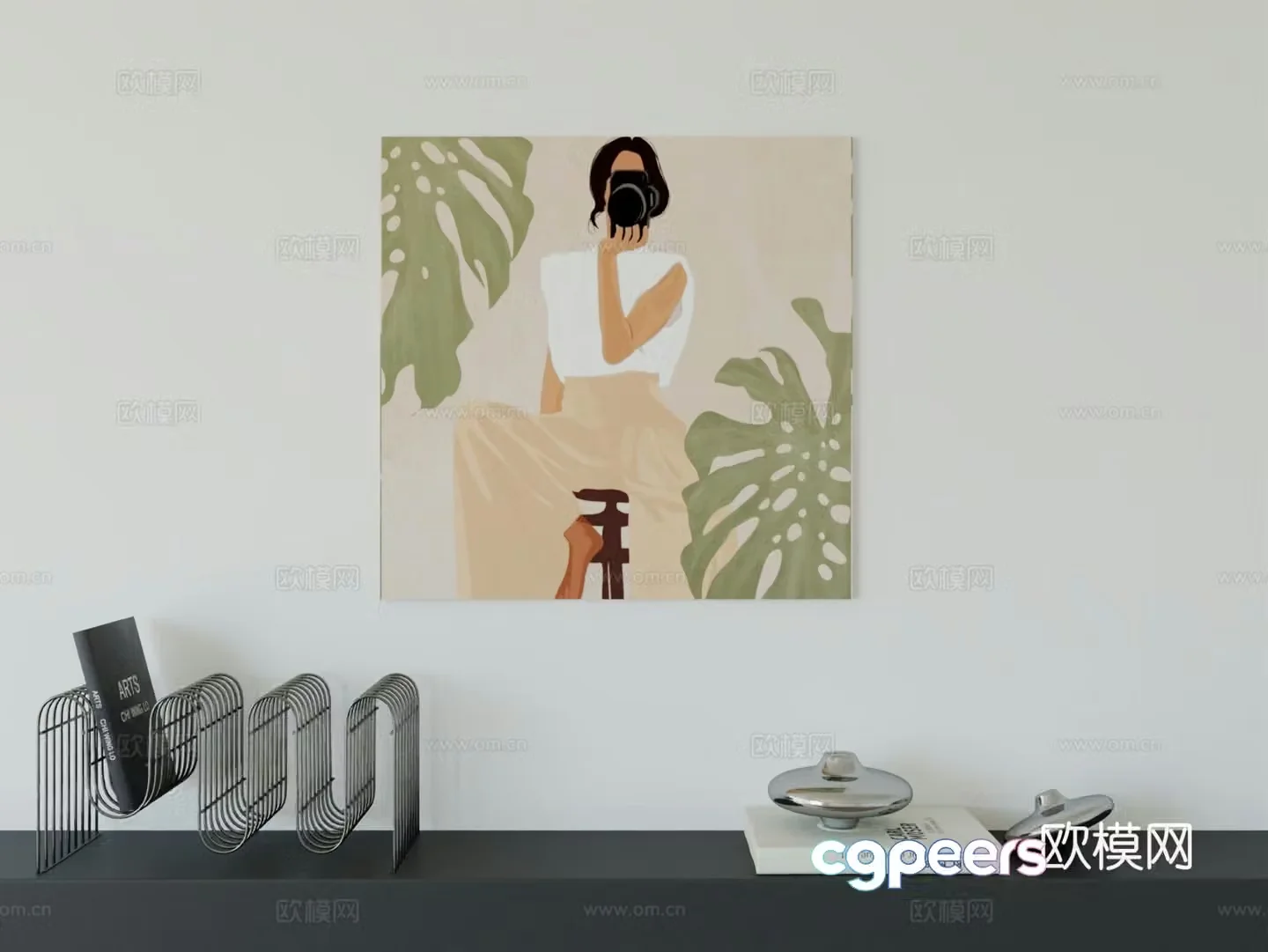 Modern minimalist hanging painting Bauhaus art hanging painting 3d model