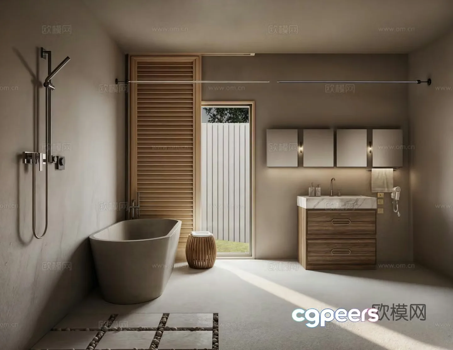 Modern bathroom sink shower bathroom cabinet combination 3d model