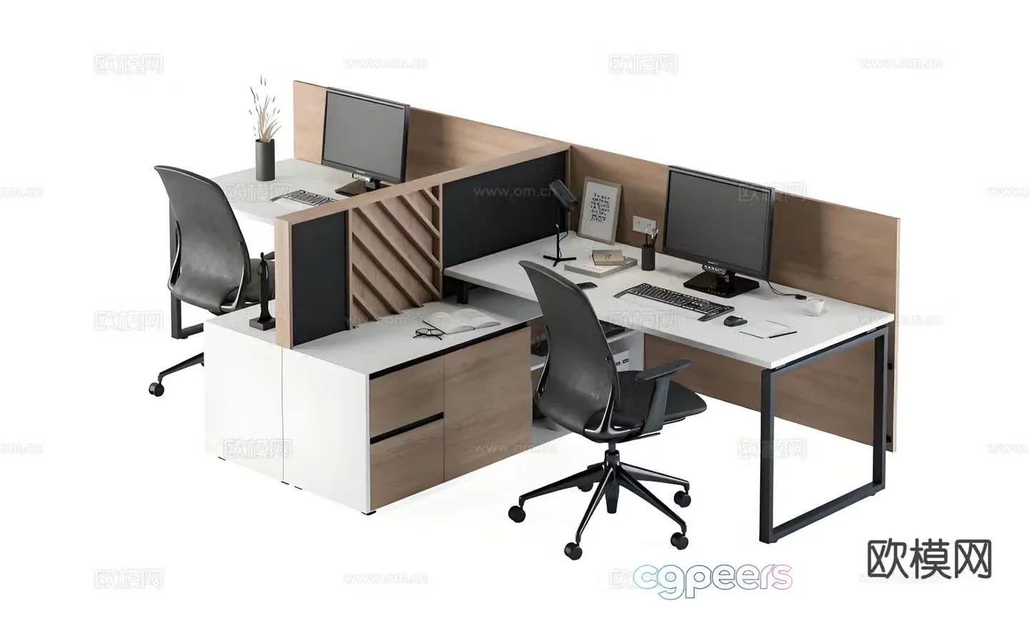 Screen card position workstation desk computer desk 3D model