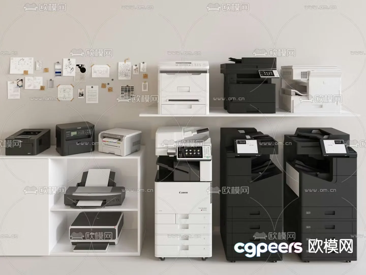 printer copier office supplies 3d model
