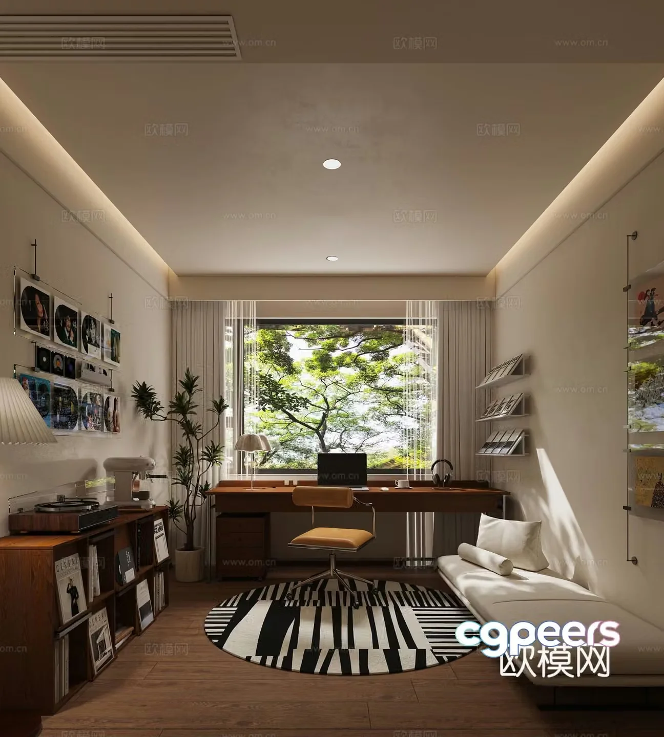 Middle-aged study room 3D model