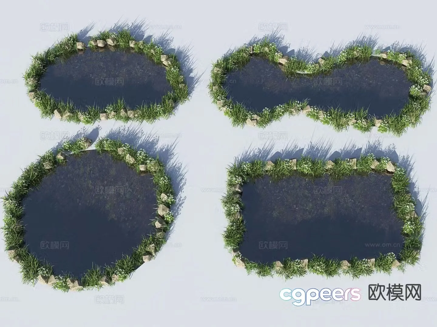 Modern ecological fish pond pond lotus pond 3d model