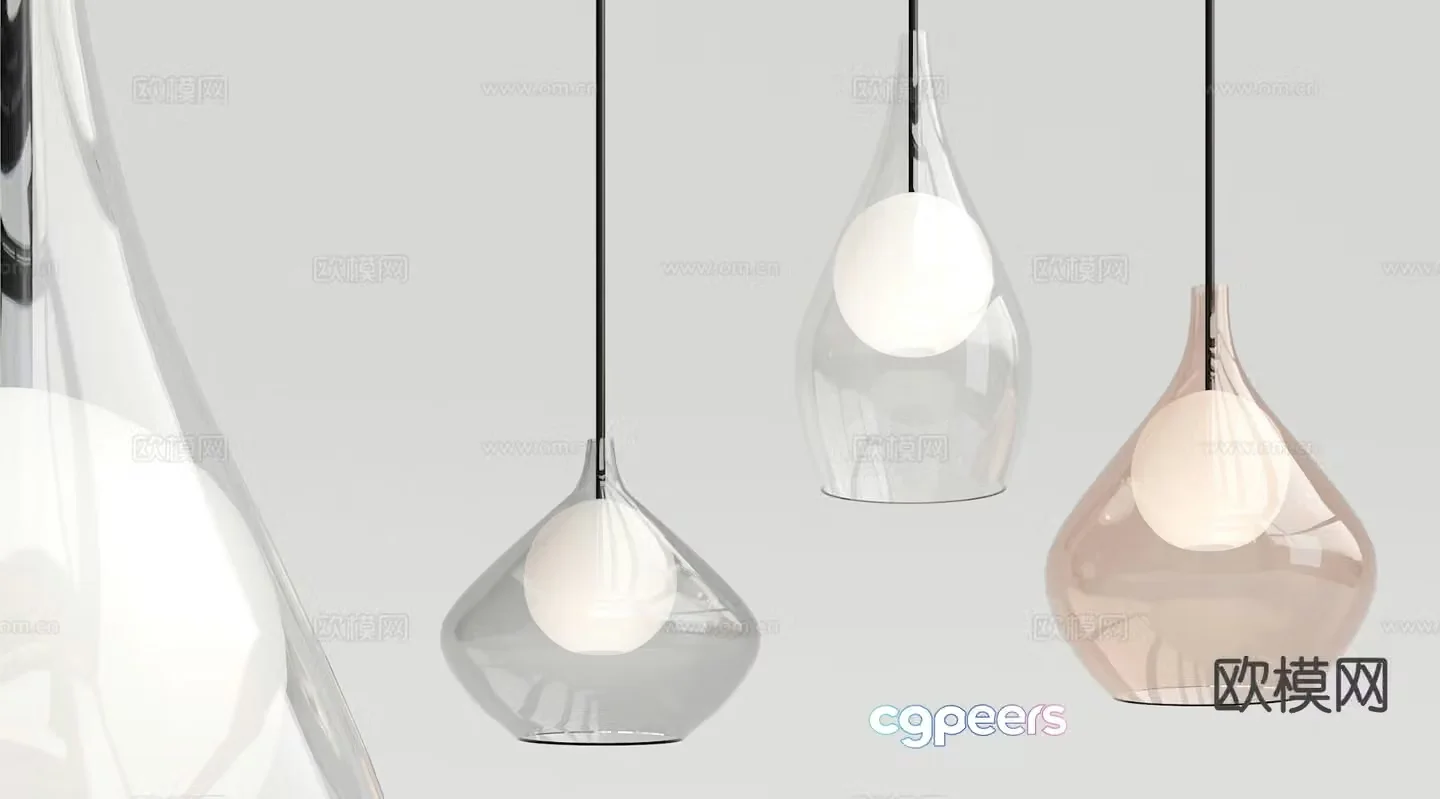 Modern glass chandelier 3d model