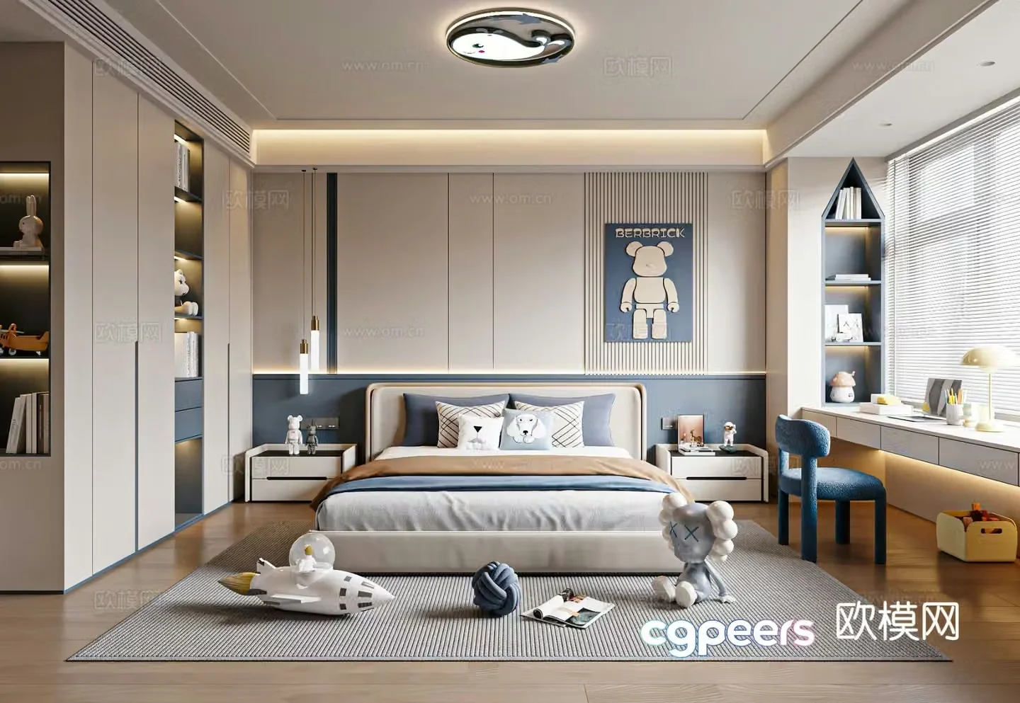 Creamy children’s room boy’s room children’s bed 3d model