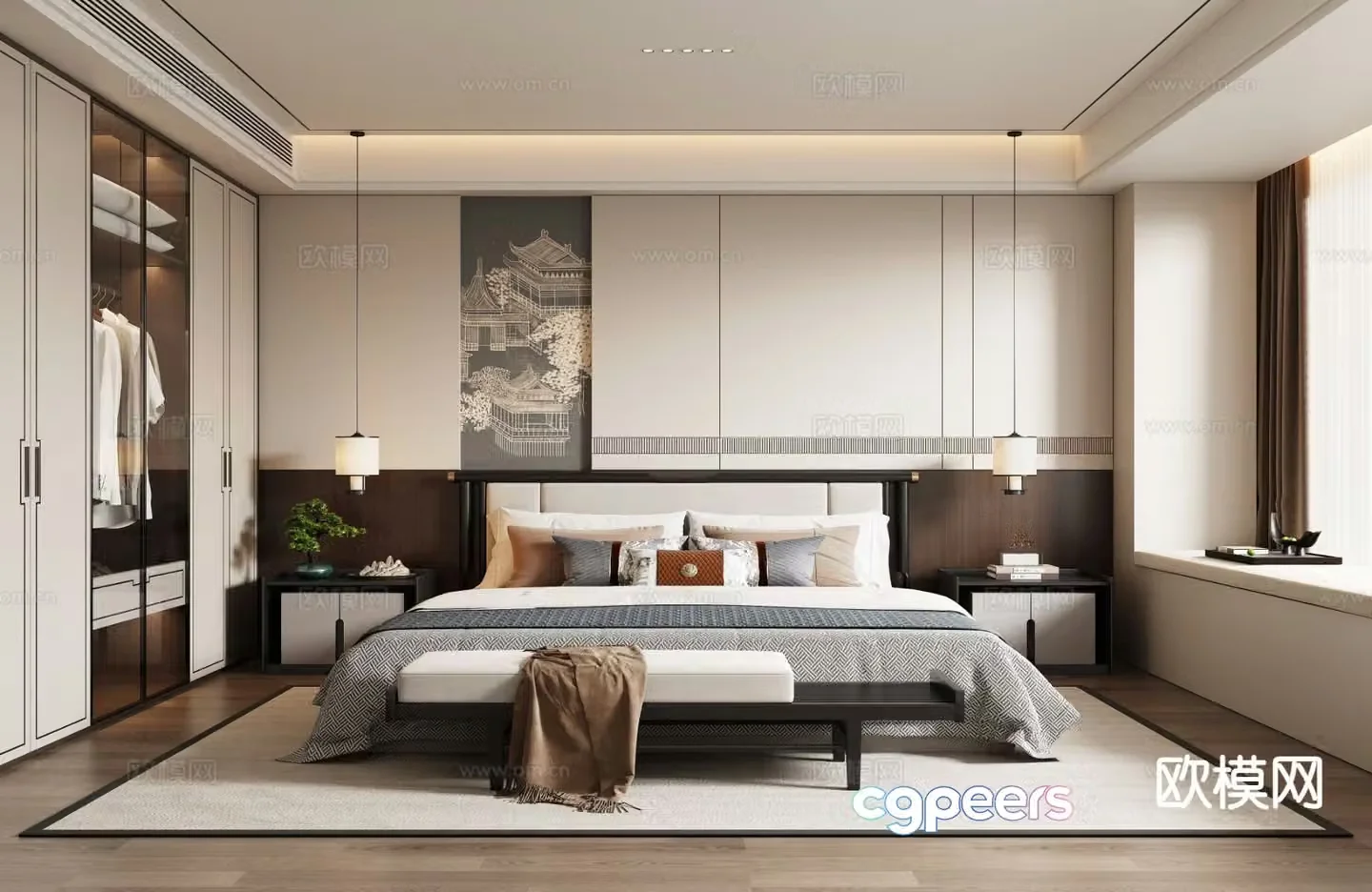 New Chinese style bedroom master bedroom 3d model