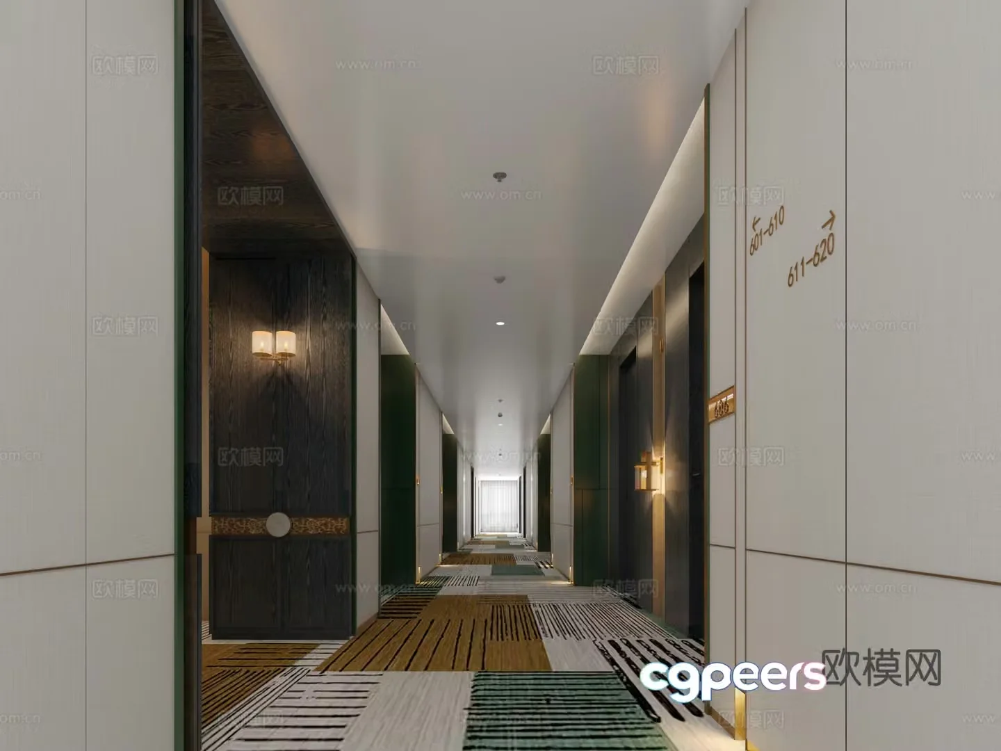 Hotel aisle 3d model