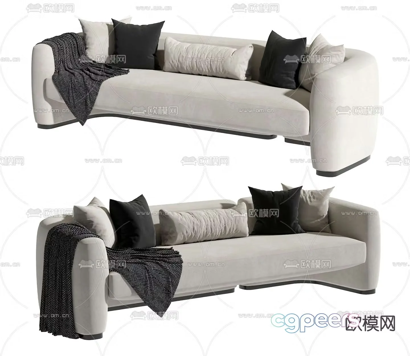 Double sofa upholstered sofa 3d model