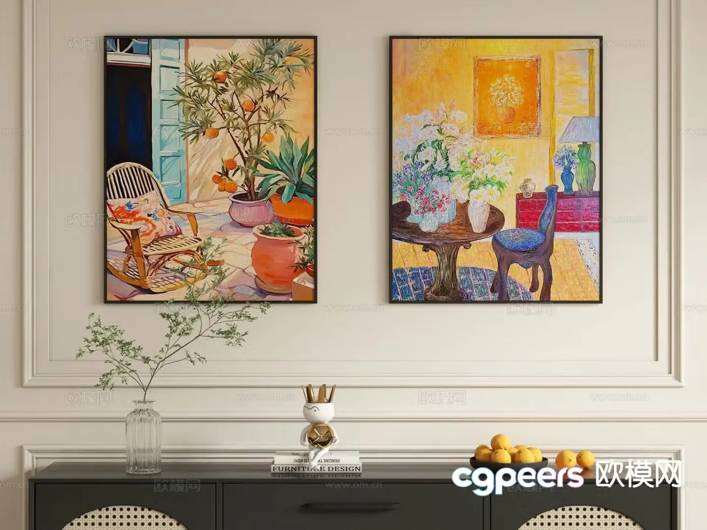 Landscape oil painting decorative painting hanging painting 3D model