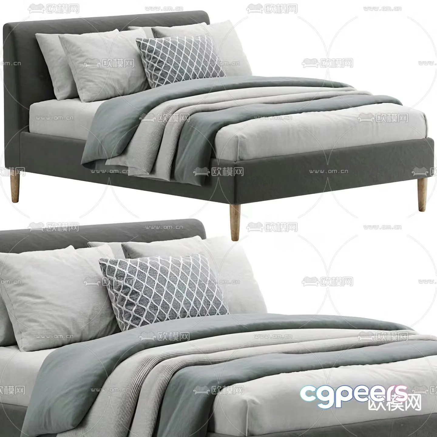 Nordic double bed 3d model