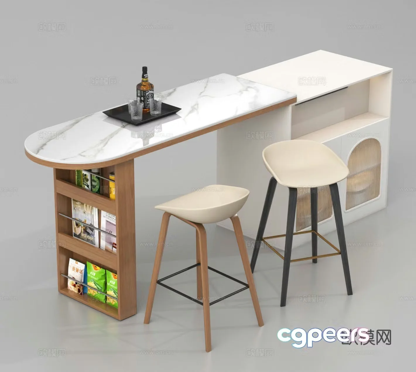 Island Bar Bar Chair High Chair Bar Table Chair 3D Model