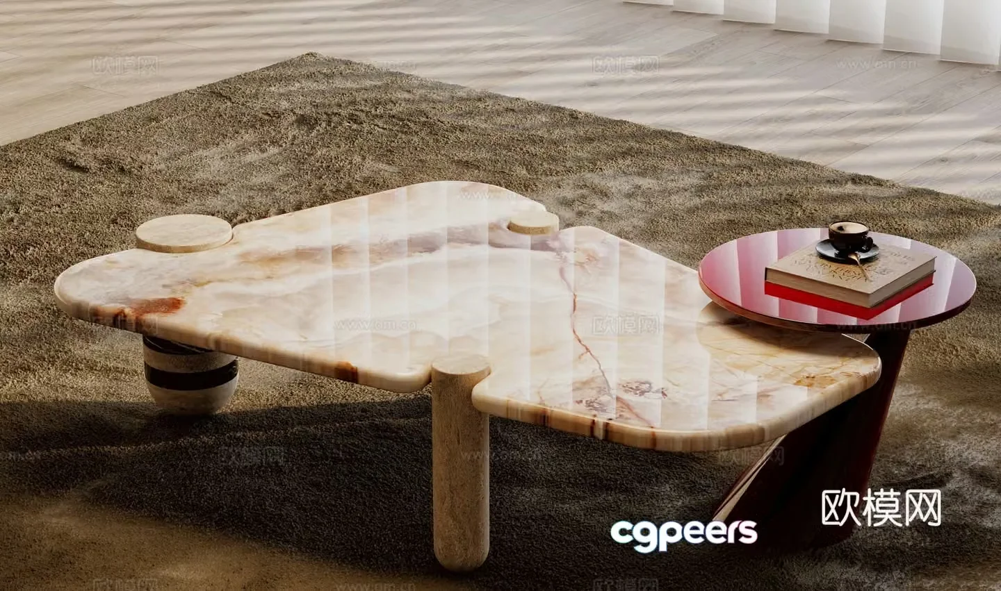 Light luxury coffee table mother-in-law coffee table 3d model