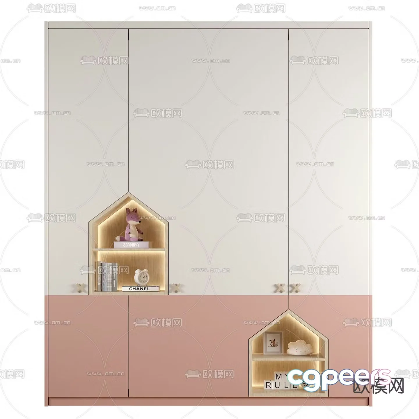 Modern children’s bookcase 3d model
