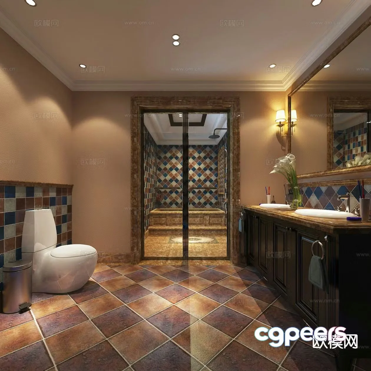 American bathroom bathroom toilet 3d model
