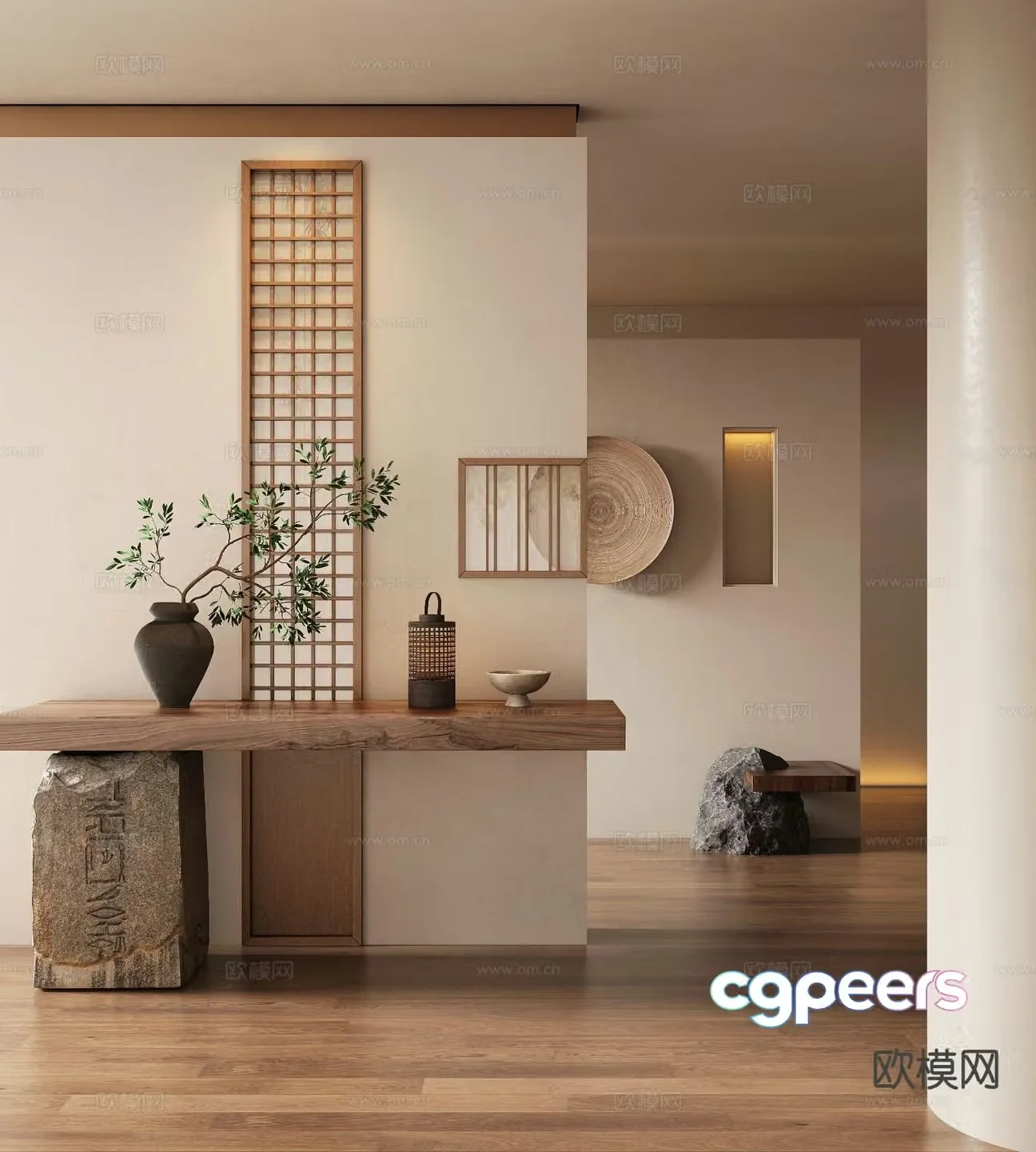 Wabi-sabi entrance hall entrance hall aisle 3D model